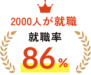 2000人が就職 就職率 86%